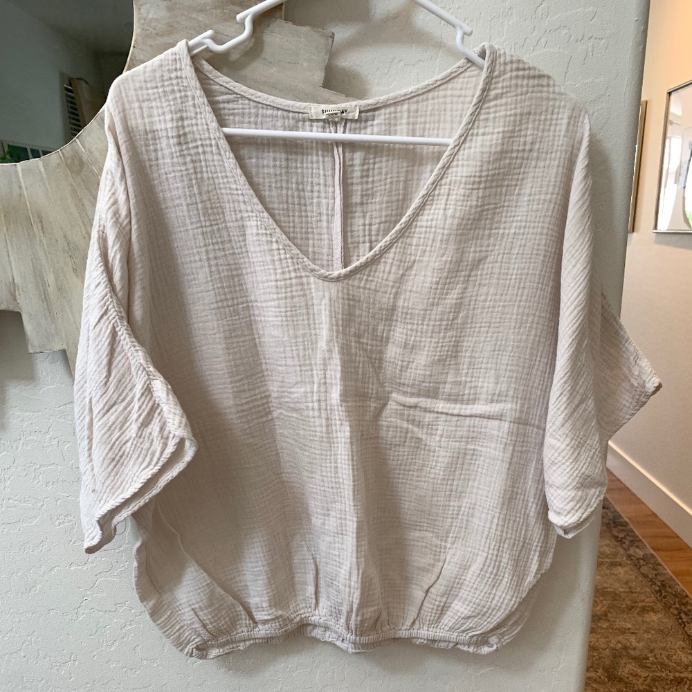 Suunday Gauze Dolman Top in Cream, size M